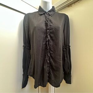 Leon Max Limited Edition Black Button up Top with ruffles